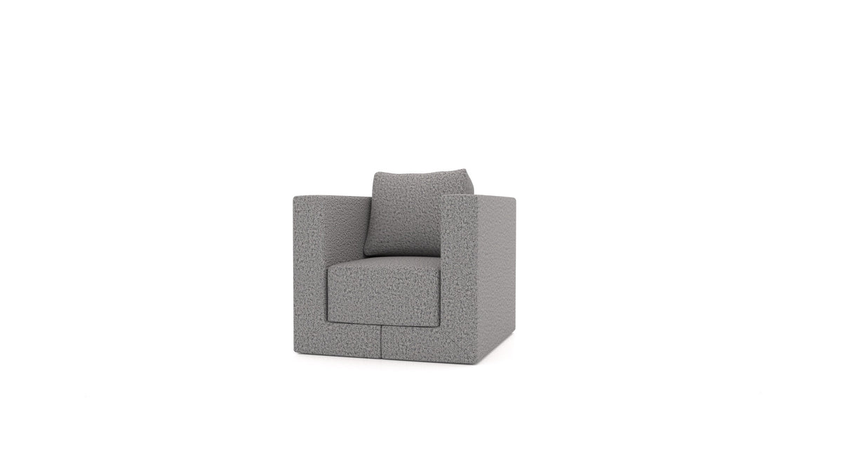 Naslonjač Q6, naslon FEYDOM v tkanini Hygge HG-92 Medium Grey, pogled od spredaj